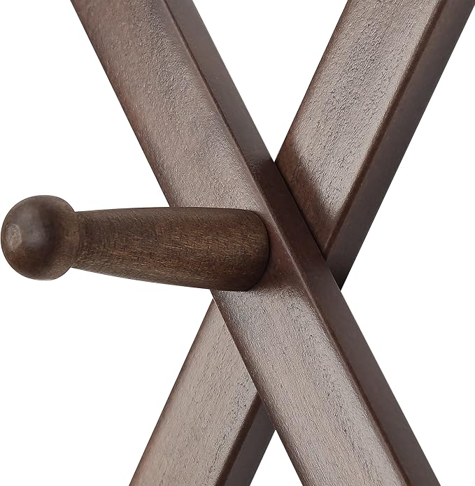 SKOLOO Accordion Wall Hanger with 28 Hooks, Modern Expandable Coat Rack Hat Rack for Wall, Solid Wooden, Walnut Color