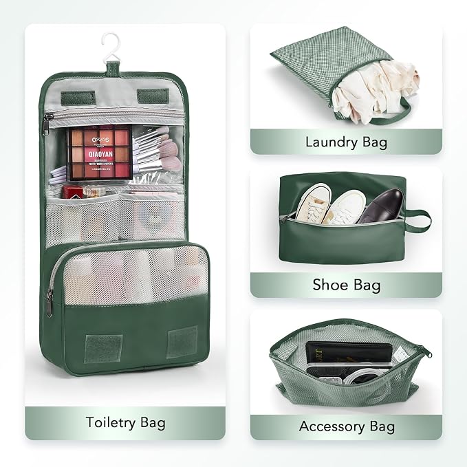 OlarHike 10 Set Compression Packing Cubes for Travel Essentials,Compressible Expandable Space Saver Bags for Organizing Clothes,Luggage Suitcase Garment Bags with Over 1000 pcs Mesh Holes(Dark Green)