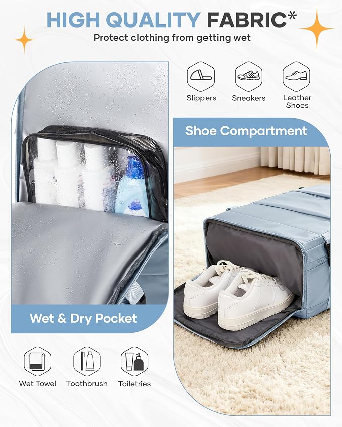 coofay Travel Backpack Carry on Flight Approved Mochila De Viaje Carry on Backpack for Airplanes Spirit Airlines Personal Item Bag 18x14x8 Inches Travel Bag Traveling Backpack for Women Men Grey Blue