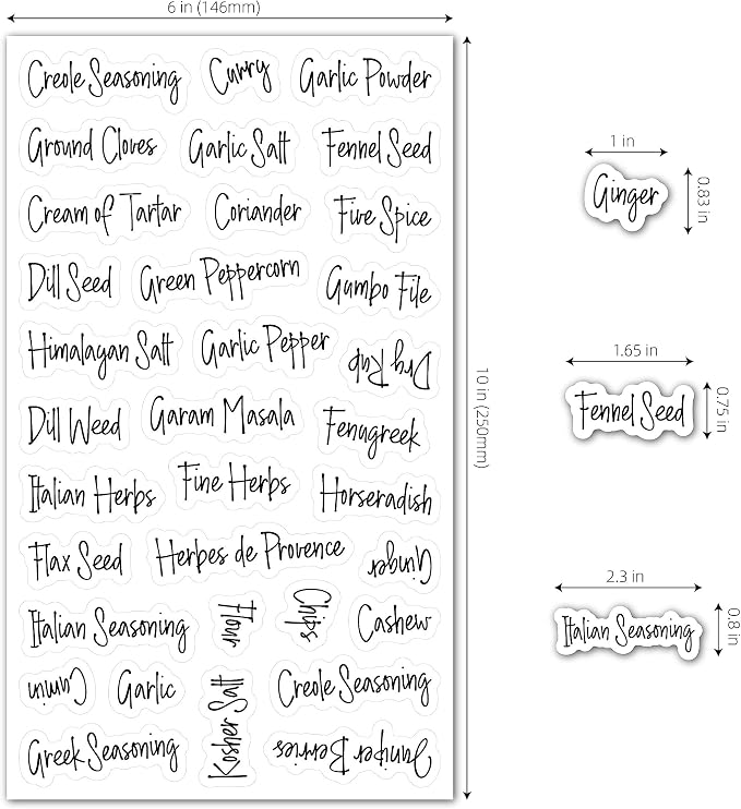 278 Pcs Clear Spice Labels Stickers Preprinted,Small-Stickable -Removable,139 Black+139 White Handwriting Letters, Work on Kitchen Jars Surface