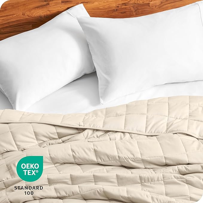 Bare Home Weighted Blanket Twin or Full Size 10lb (40" x 60") - All-Natural 100% Cotton - Premium Heavy Blanket Nontoxic Glass Beads (Sand, 40"x60")