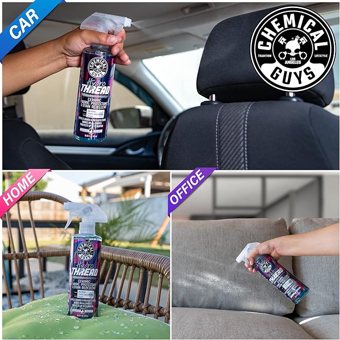 Chemical Guys Carpet & Upholstery Stain & Spot Remover and Ceramic Protectant Bundle with (1) 16 oz Lightning Fast Stain Extractor and (1) 16 oz HydroThread Ceramic Protectant