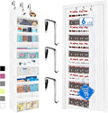 over the door organizer, Solid Bamboo Board (Not Plastic!) 6-Tier Heavy Duty 75LB, 12 Side Pockets, 3 Reinforced Hooks & Anti-Slip Pads, Waterproof & Washable, No Sagging, No Door Damage,White