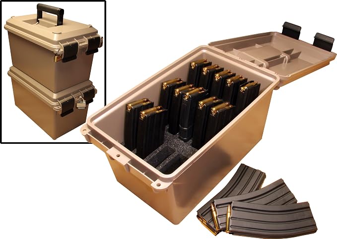 MTM TMC15 Tactical Mag Can | Fits 15 Mags of 20 or 30 Round 223/5.56 Mags, Water Resistant, Lockable, Stackable, Snap Lock Latches, USA Made