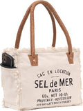 Shy Shy Bags Sel De Mer Canvas & Cowhide Tote Bag - Upcycled Radiant Leather Hand Bag