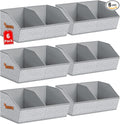 Homsorout Closet Organizers and Storage Bins - 6 Pack Collapsible Divided Trapezoidal Cube Storage Bins Baskets with Orange Handle for Organizing Clothes Blankets, Toys, Books, Towels(Ant Gray)