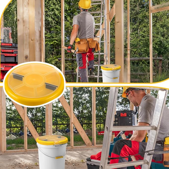 3 Pcs 5 Gallon Bucket Tool Organizer Yellow Bucket Seat with 2 Removable Wall Pieces to Organize Small Parts Organizer Storage 5 Gallon Buckets Accessories with Lids for Nails Screw and Bolts
