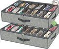 homyfort 28 Pairs Shoe Organizer Under Bed, Underbed Shoe Storage Boxes Bins, Organizador De Zapatos, Extra Large Zapateras Organizer, Grey, Set of 2
