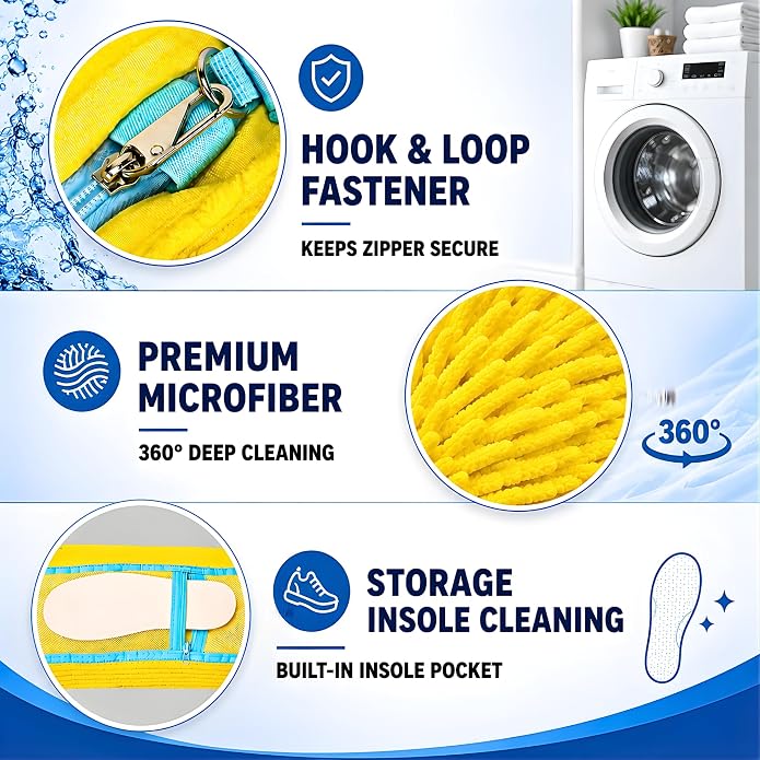 GEWON Shoe Washing Machine Bag for Wash & Dry, 4-in-1 Kit 2 Chenille Sneaker Laundry Bags + 2 Dust Bags, Self-Locking Zipper