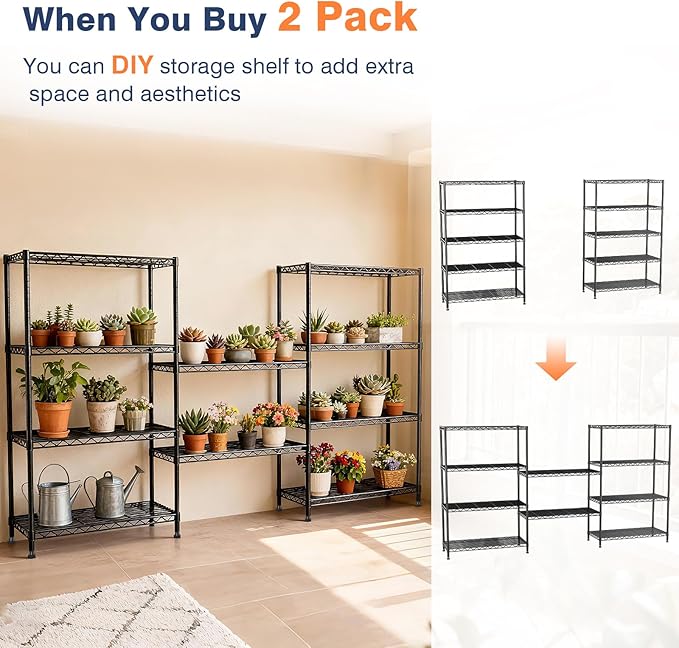 5-Tier Heavy Duty Shelving Unit,30" Wx14 Dx62 H,Metal Shelving with Lockable Wheels,Wire Shelf Rack,Height Adjustable Metal Storage Shelves Organizer for Kitchen,Garage,Office,Laundry,Pantry