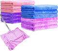 12 Pcs Extra Large Microfiber Cleaning Cloth, 20" x 30" Washable Reusable Large Floor Cloth Rags, Microfiber Towels for Mop Cleaning Office Bathrooms Housekeeping (Purple, Blue, Pink)