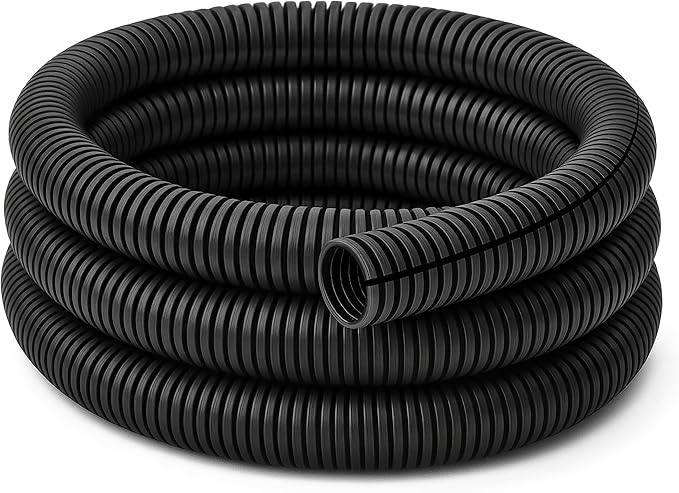 Electriduct Split Wire Loom Tubing Polyethylene Corrugated Flexible Conduit - 3/4" Nominal Size - 50 Feet - Black