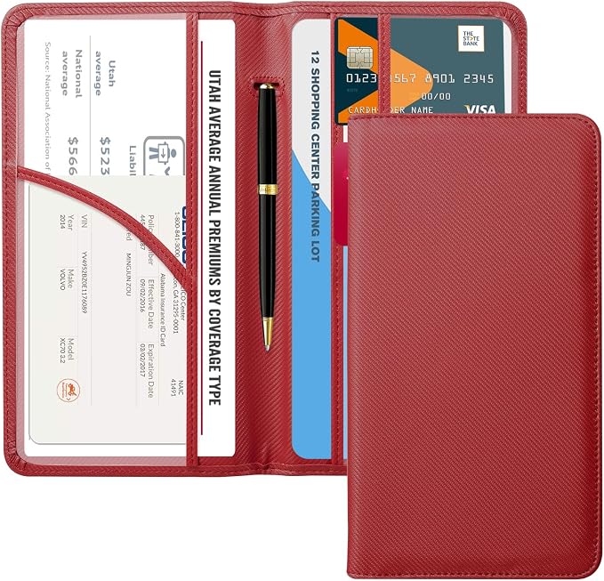 CoBak Car Registration and Insurance Holder | Vehicle Glove Box Organizer, Auto Truck Compartment Document Case with Magnetic Closure for Insurance & Driver License