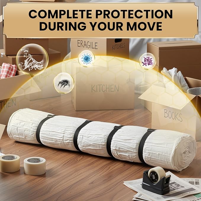 TAILI Mattress Vacuum Bag, King/Califonia King Mattress Vacuum Storage Bag with 4 Straps, Sealable Bag for Memory Foam, Latex, Easy Moving, Transport and Storage