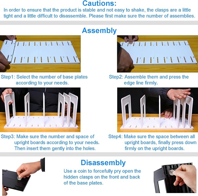 Translucent Frosted Adjustable Vertical File Sorter Sturdy Plastic Expandable Upright File Holder, Desktop Binder Organizer, School Office Book File Organizer, Assemble Easily Endlessly