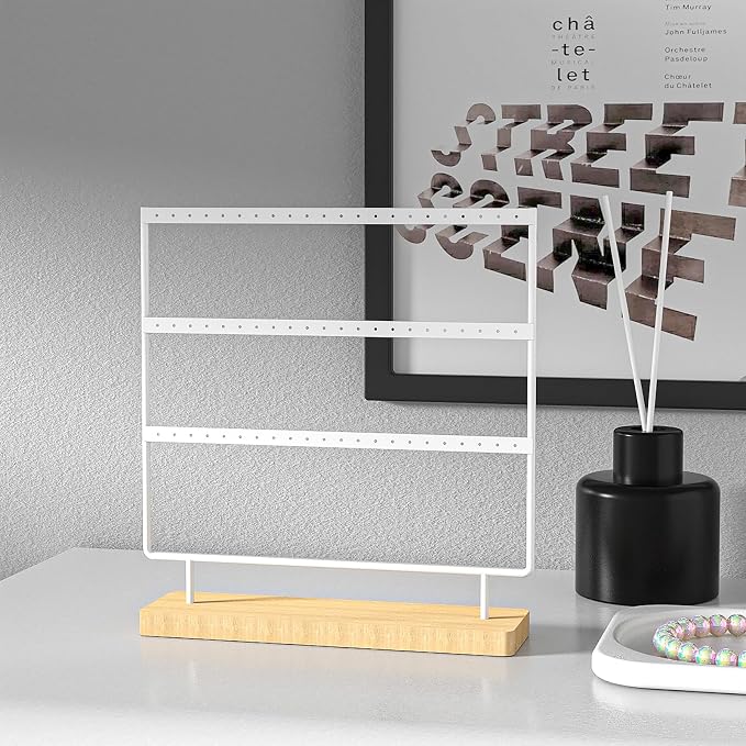 Julysky Earring Holder Organizer,Earring Holder Stand for Hanging Earrings,Earring Display Stand，Earring Organizer Stand，Earring Tree (White, 3 Layers)