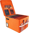 TOMKID Fireproof File Cabinet with Lock, Fireproof Document Organizer Collapsible File Box Filing Cabinet with Handle for Letter Legal Folder Certifications (Orange)