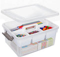 Citylife 17 QT Plastic Storage Bins Clear Storage Box with Removable Tray Stackable Latching Box with Handle for Organizing Tool, Craft, Office, Bead
