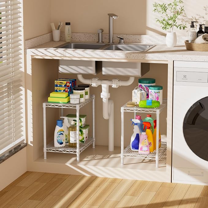 SINGAYE Small 2 Tier Shelves Wire Storage Shelving Adjustable Metal Shelf | Home Storage Small Rack Pantry Closet Unit for Laundry Room Organization Bathroom Kitchen