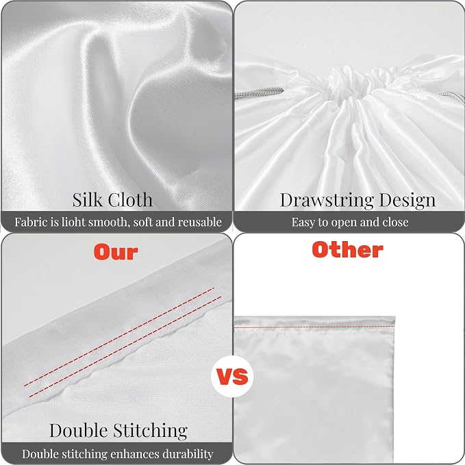 12 Pack Dust Bags for Handbags, Silk Cloth Bag With Drawstring Large Travel Storage Pouch for Handbag Purse Shoes Boots