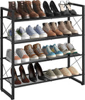 CHOEZON Shoe Rack, 4-Tier Shoe Rack for Closet, Metal Shoe Storage Organizer, Shoe Rack for Entryway, Shoe Shelf with Adjustable Feets, for Entryway, Hallway, Living Room, Bedroom, Black TXJ14BB