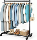 AOODA Short Clothing Rack for Hanging Clothes, Metal Small Clothes racks With Shelves, Heavy Duty Rolling Garment Racks on Wheels for Closet, Wardrobe (Black)