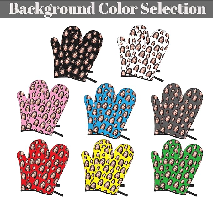 Custom Oven Mitts Personalized with Your Face Baking Gifts for Women for Kitchen Cooking BBQ Grillin-Style2, 2 Oven Mitts