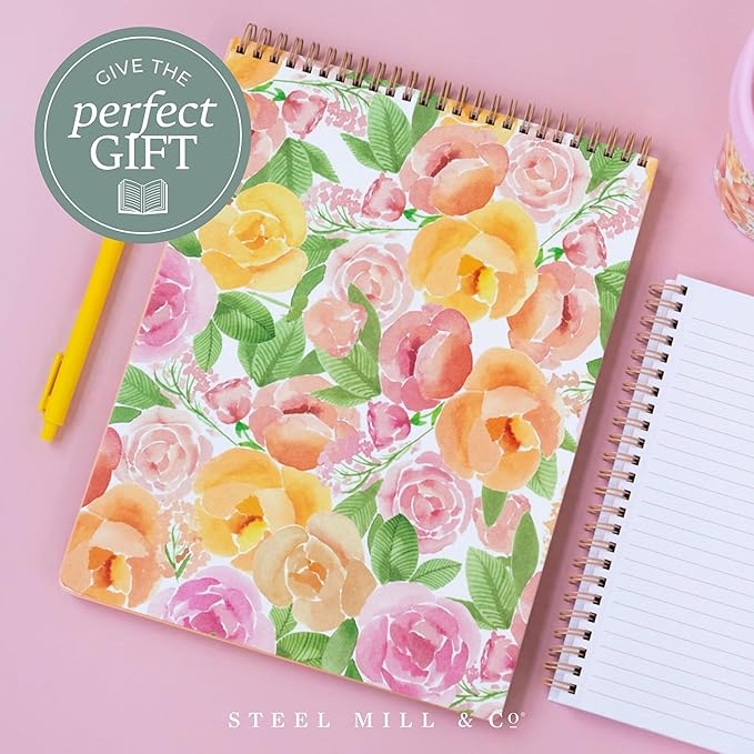 Steel Mill & Co Large Top Spiral Notebook College Ruled, 11" x 8.5" with Durable Hardcover and 160 Lined Pages, Full Posey