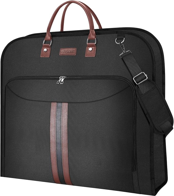 BALEINE Travel Garment Bag, Travel Suit Bag for Men, Water Resistant Carry on Garment Bag for Hanging Clothes, Garment Duffel Bag for Travel Business (Black, 48")