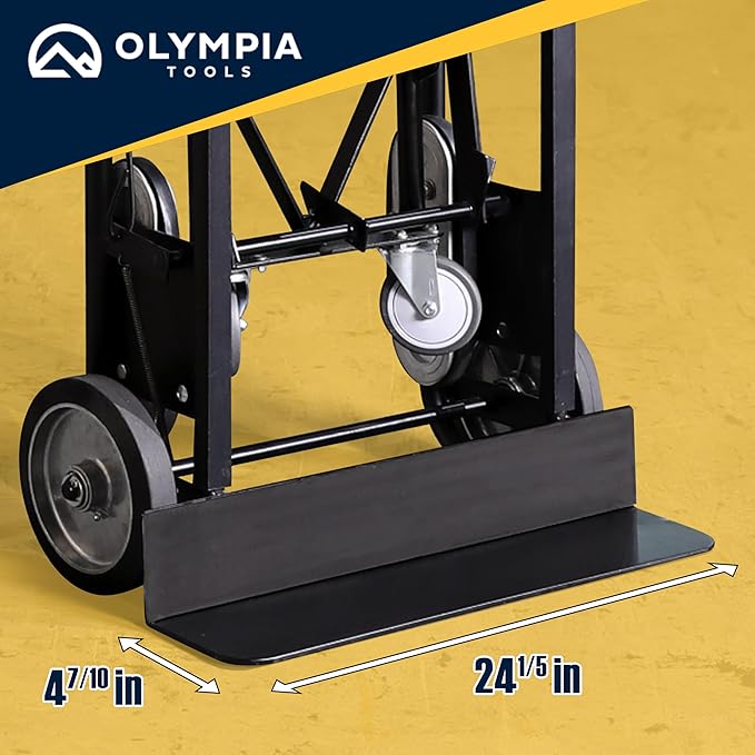 Olympia Tools 1200lbs Appliance Auto-Recoil System Hand Truck - Heavy Duty Hand Cart - Industrial Stair Climbing Furniture Dolly - Dual Aluminum Hand Truck & Rubber Treads Wheels for Stairs Climber