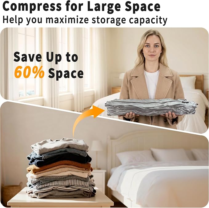 EULANT Travel Vacuum Bags,IPX8 Waterproof Vacuum Compression Bag | Vacuum Bags for Travel Carry-On Suitcase & Travel Backpack,Space Saver Bags Packing Organizers