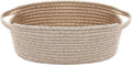 JMvicyroam Woven Basket,Small Rope Storage Bin with Handles & Ribbon Bag, Organizer for Shelves Closets,Gift Basket Empty for Birthday,Books,Dog Toys,Oatmeal