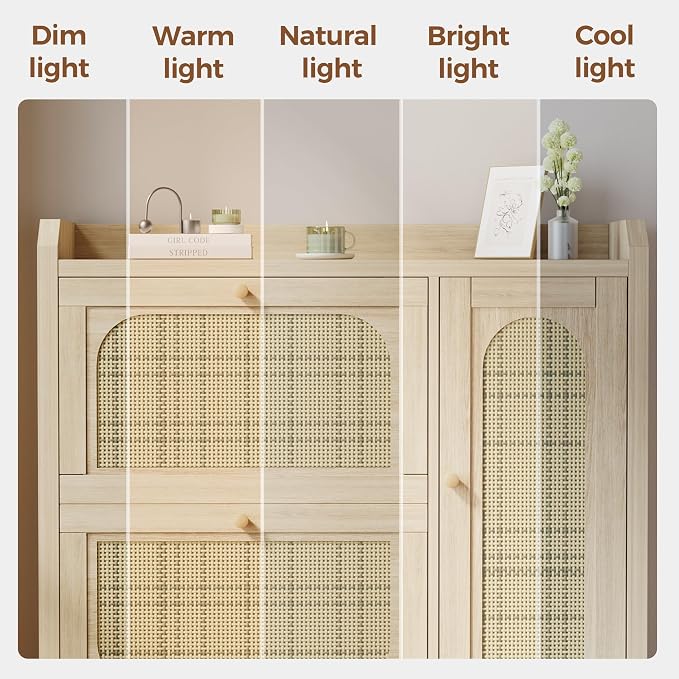 Mericonia Shoe Cabinet Storage for Entryway with 2 Flip Drawers(3-Tier), Rattan Freestanding with Door & 3 Adjustable Shelve,Hidden Shoe Rack Organizer for Hallway, Foyer