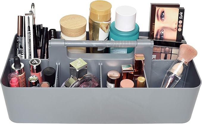 -Bulk Large Portable Caddy DIY Dividers, 8 Compartments, School Office,Portable Basket with Handle Storage Organizer Modern Made in USA (10 PACK, Orion Gray)