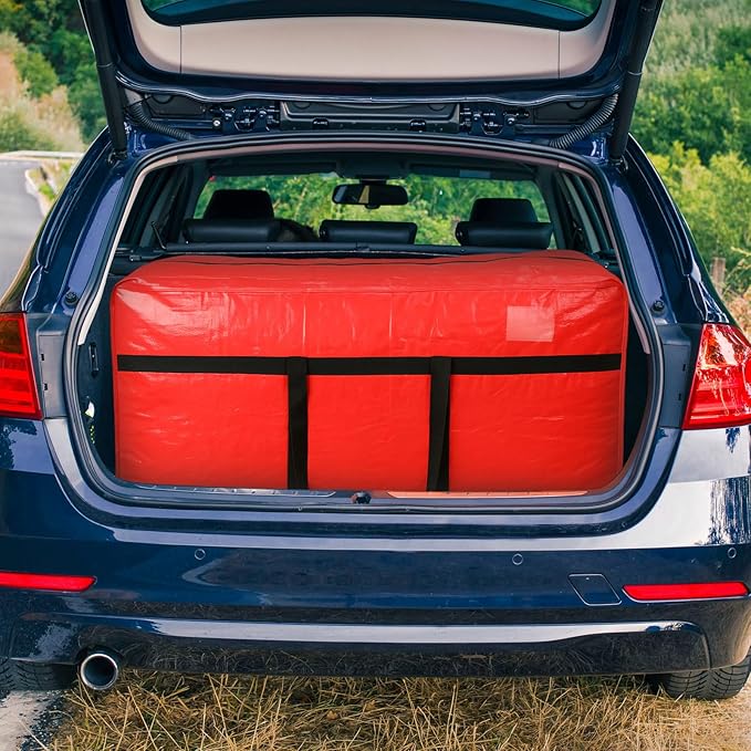 4 Pcs 66 Gallon Extra Large Moving Bags Heavy Duty Storage Bag with Strong Zipper Handle Foldable XXL Jumbo Storage Tote Packing Moving Box for College Dorm Travel Cloth Duffle (Red)