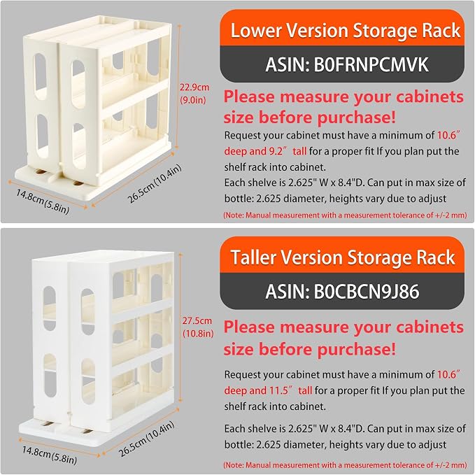 Dutiplus Medicine Organizer 2 Three-Decker Shelves Cabinet Storage Rack Organizer for Holding Vitamins, Supplements Cosmetics (9”H x 5.8”W x 10.4”D) (Natural White)