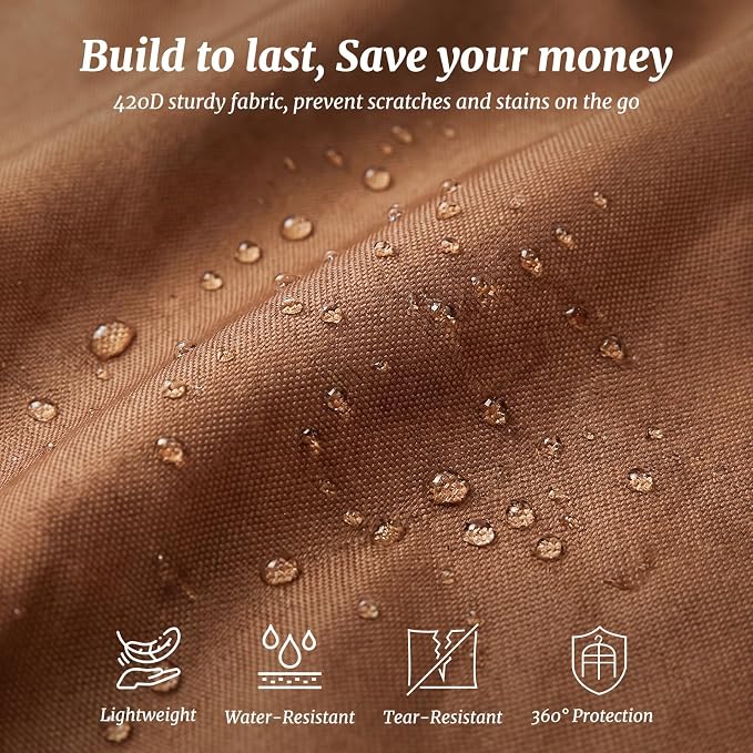 MISSLO 65" Garment Bags for Travel for Women with Loackabe-Self Zipper Waterproof Dress Bags for Gowns Long with Accessories Pockets Wedding Dress Bag Garment Covers for Hanging Clothes, Brown