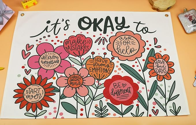 Classroom Wall Flag Decor-Teacher Gift-Inspirational Back to School Wall Banner Decor-It's Okay to Not Know Everything-Hanging Rectangular Canvas Banner for Classroom Teacher Office Reading Corner
