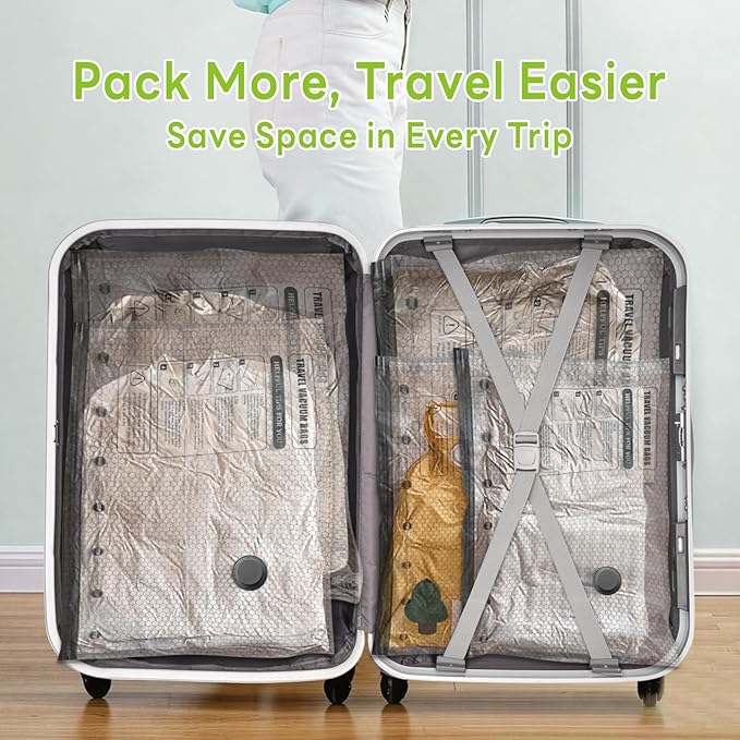 15 Pack Vacuum Bags for Travel with USB Pump,Cordless Travel Vacuum Bag Set for Luggage and Suitcase,Portable Space Saver Storage Seal Packing Bags for Clothing