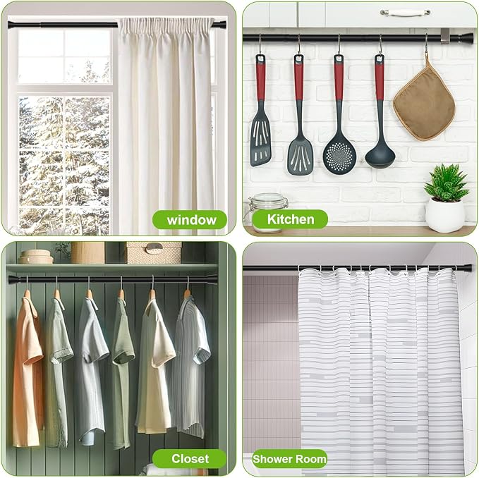 Shower Curtain Rod 30-64 inch 2Pack Shower Adjustable Curtain Rod No Drilling Expandable Spring Pressure Rod Spring Curtain Rods for Bathroom Windows