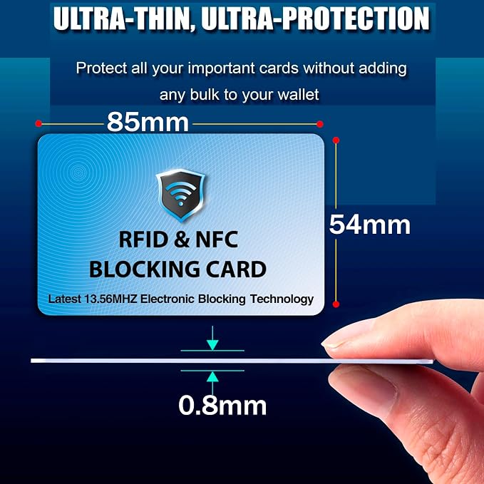 SaiTech IT 2 Pack RFID Blocking Card for Credit Debit ID Card, Sky Blue | Slim Anti-Theft Contactless NFC RFID Blocker Protector, Easily Fit into Wallet and Purse, for Men & Women