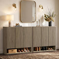 SICOTAS Shoe Cabinet 94.4" Wide Freestanding Hidden Shoe Storage Cabinet with 6 Doors & 8 Adjustable Shelves Tall Modern Shoes Rack Organizer Cabinets Storage for Entryway Hallway Living Room Entrance