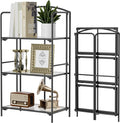 Crofy 3-Tier Foldable Bookshelf, Black Frame & Transparent Shelves | No-Assembly Collapsible Portable Storage Organizer; Sturdy Transparent Shelves; Ideal for Living Room & Home Office