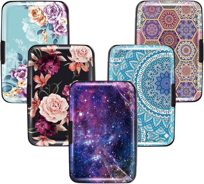 Coco Rossi Credit Card Holder RFID Aluminum Small Mini Wallet Women | Metal Wallet, Business Cards Holder, ID Case, Slim Sleeves, Womens Girls Gift, Carry Proof Wallets for Travel, Nebula