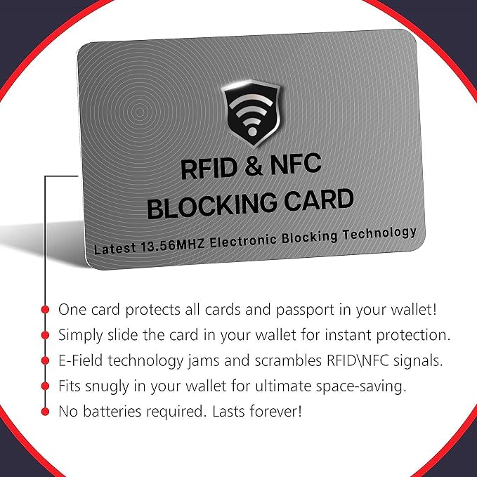 SaiTech IT 5 Pack RFID Blocking Card for Credit Debit ID Card, Grey | Slim Anti-Theft Contactless NFC RFID Blocker Protector, Easily Fit into Wallet and Purse, for Men & Women