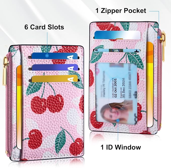 Tipmile Womens Credit Card Holder Wallet, Small Slim RFID Blocking Sleeve | Mini Tiny Cute ID Case, Minimalist Zipper Pocket Wallet, Thin Coin Purse, Mothers Gift