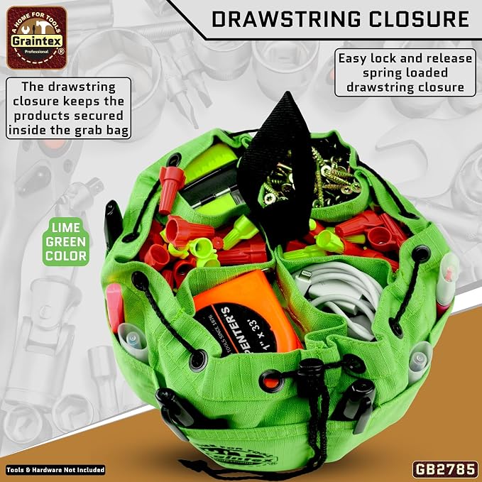 Graintex 18 Pocket Grab Bags Set of 3 Pcs Rip-Stop Canvas, Drawstring Closure, Small Parts Organizer Bag, Small Tools, Screws, Parts, Parachute Tool Bag, Parachute Tool Organizer for Essential Items