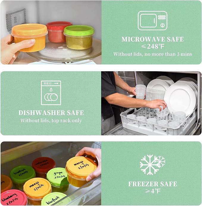TOFLEN 8 oz Small Plastic Freezer Containers, 12 Pcs, Multicolor | Reusable Food Storage Containers with Twist Lids, BPA-free, Leakproof & Airtight, Freezer Safe, Dishwasher Safe