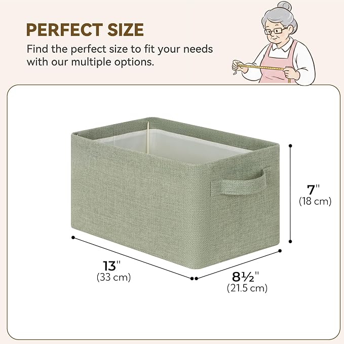 GRANNY SAYS Storage Bins for Closet, Linen Closet Organizers and Storage Baskets with Metal Frame, Storage Bins for Organizing Living Room, Bedroom Wardrobe, Foldable, Sturdy, Sage Green, 2-Pack