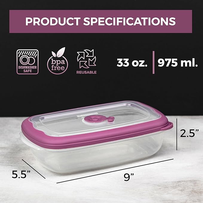 Tribello Freezer To Microwave 4.1-Cup Food Storage Containers With Airtight Lids, Microwave safe with Steam Vents lids, On The Go Meal Prob Lunch Containers - Dishwasher Safe, BPA-Free (33oz)
